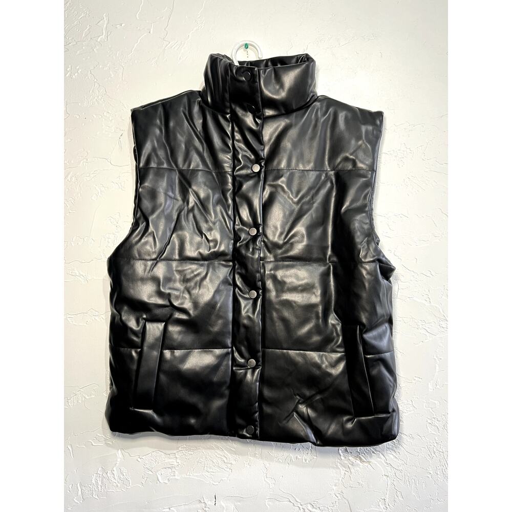 Pink Lily black puffer vest womens large outdoors trendy streetwear urban punk